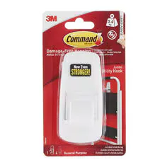 3M Command Jumbo Hook 17004, 3.4 kg, 1 Hook and 4 Strips