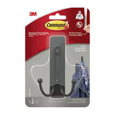 3M Command Large Double Hook 17036-MB, Matte Black