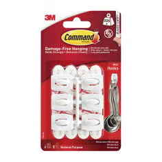 3M Command Mini Hooks 17006, White, 6 Hooks and 8 Strips