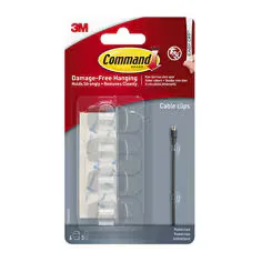 3M Command Round Cord Clips 17017CLR, Clear, 4 Clips and 5 Strips