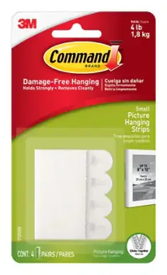 3M Command Small Picture Hanging Strips 17202, 4 Pairs, 1.8 kg