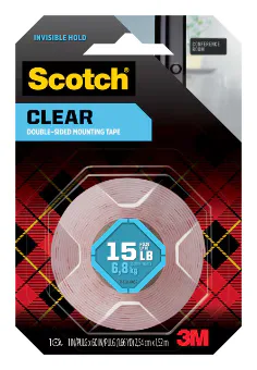 3M Scotch Clear Double-Sided Mounting Tape 410-LONGDC, Long Roll