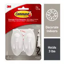 3M Command Door Quartz Hook 17086Q, Medium, White, 1.36 kg
