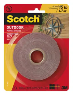 3M Scotch Outdoor Mounting Tape 411, 1 in x 175 in (25.4 mm x 4.44 m), Gray - 411-MED-DC-SF