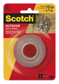 3M Scotch Outdoor Mounting Tape 411, 1 in x 60 in (25.4 mm x 1.52 m), Gray - 411P