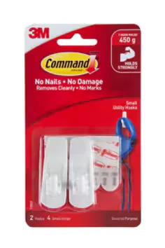 3M Command Small Utility Hook 17002, White Adhesive Hooks, Clips & Hanging Strip