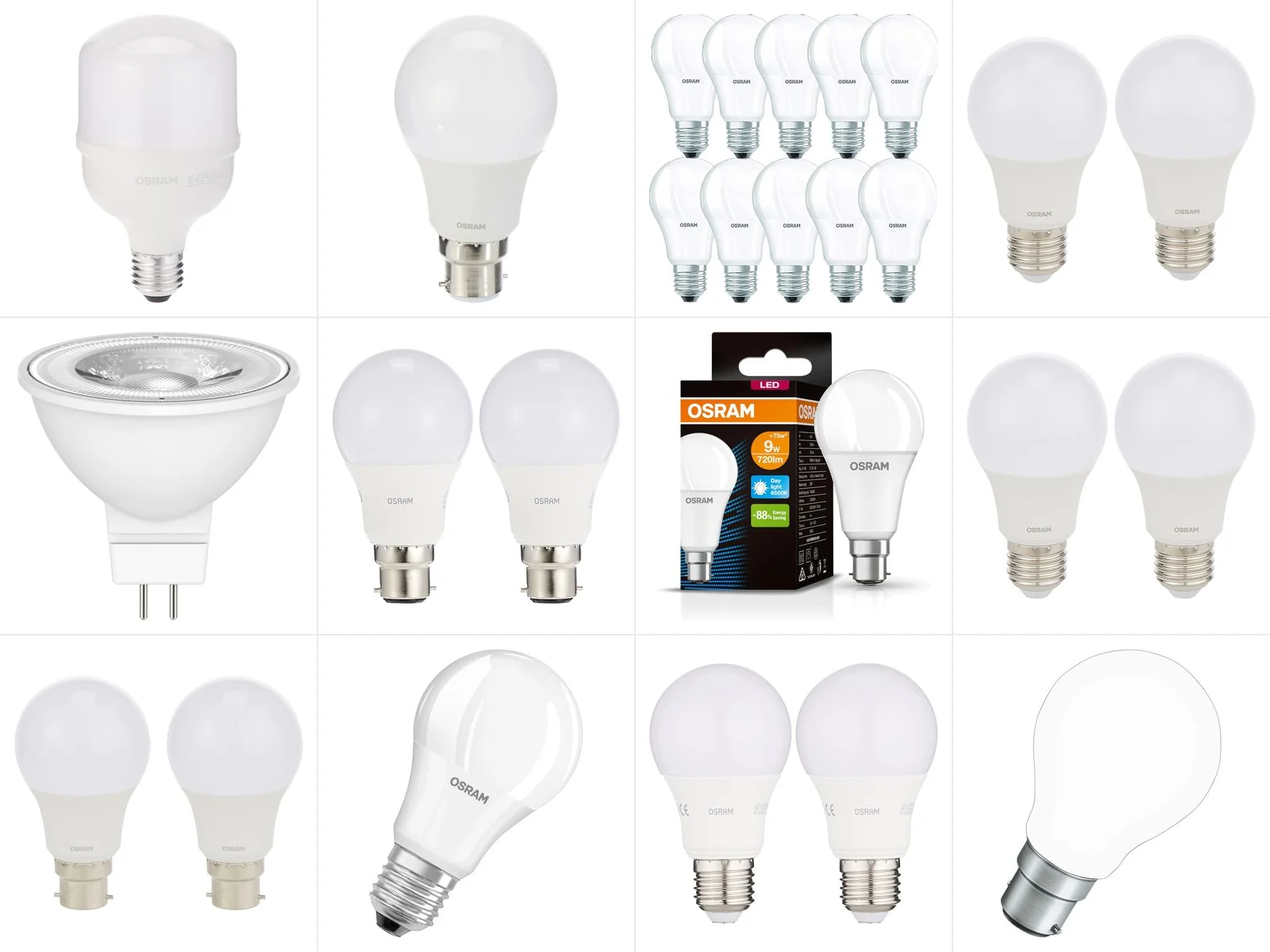 OSRAM and LEDVANCE GLS and standard lamps held in stock (1 of 2)